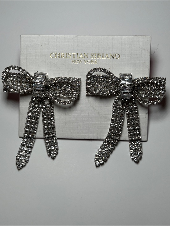 Christian Siriano Jewelry - Christian Siriano Crystal Bow Drop Earrings in Silver